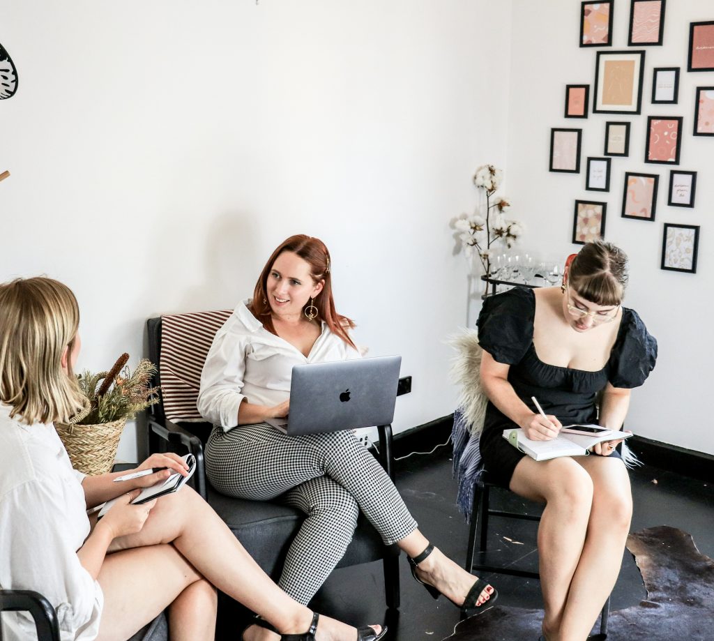 Women casually working at an informal office